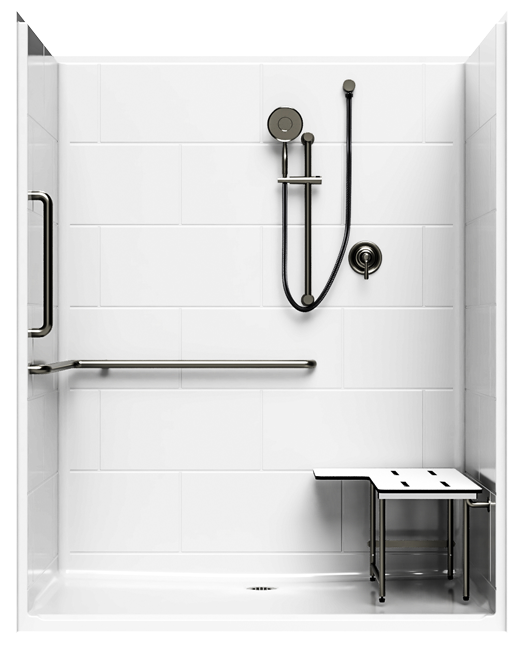 5' Roll-In Shower with Simulated Tile